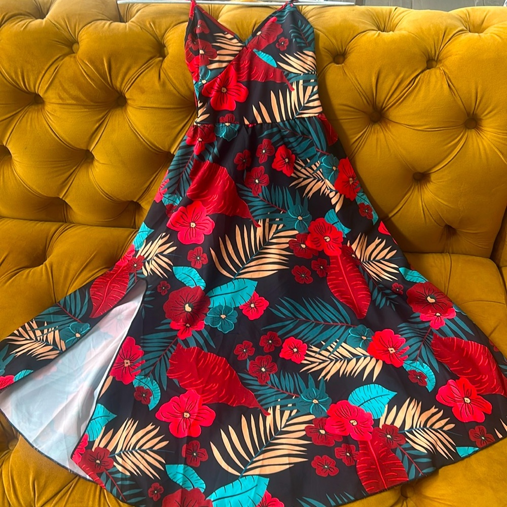 A black floral dress